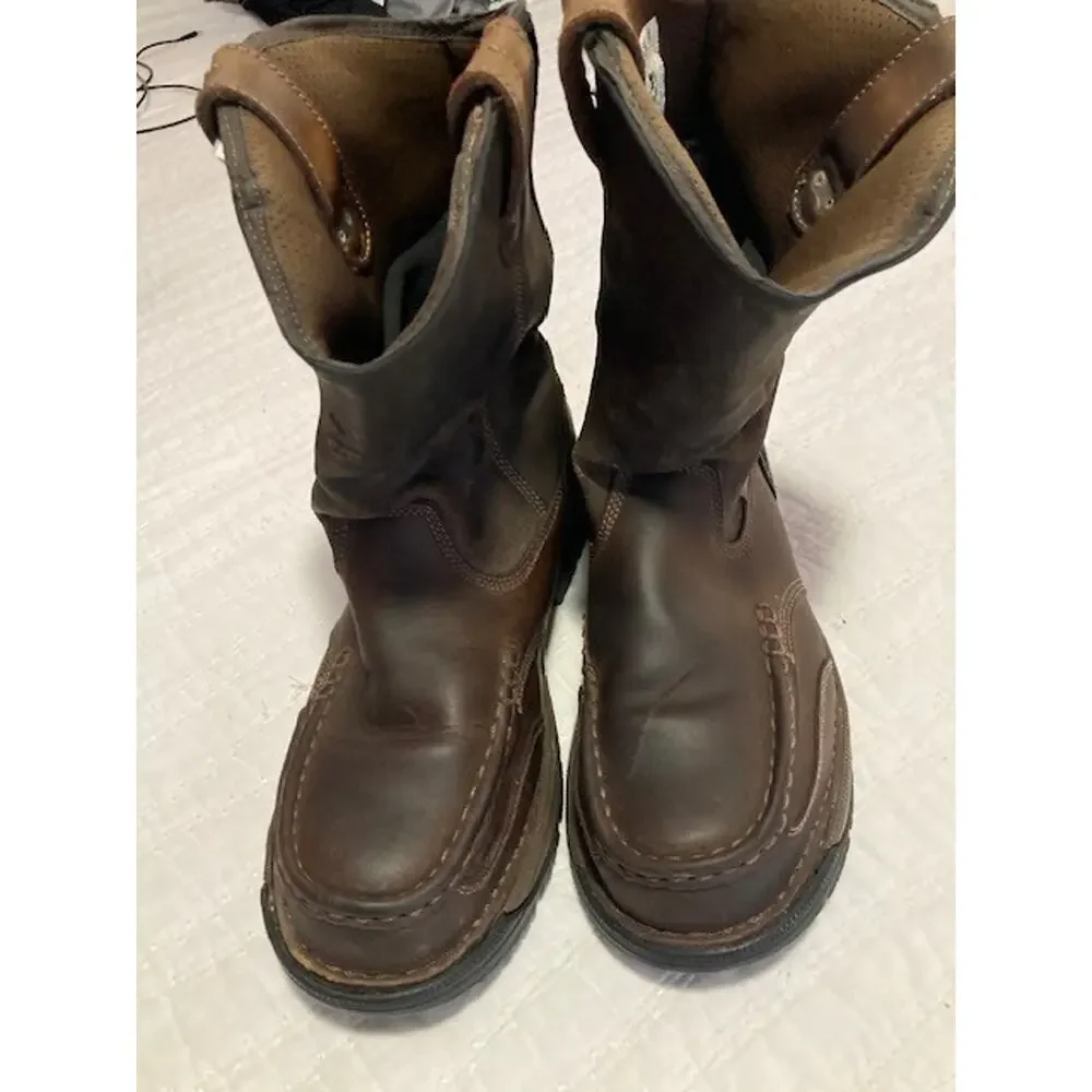 Georgia Boot Mens 11 Brown Leather Pull On Steel Toe Moc Toe Work Boots Wellies